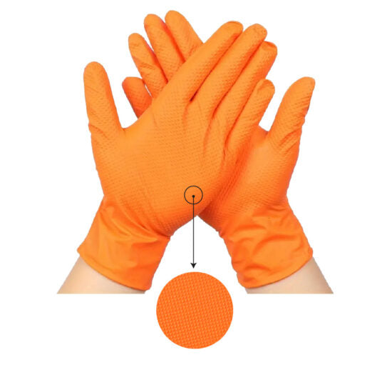 Pack Oferta Toolhub — Guantes Nitrilo Naranja Diamantados 100 UDS