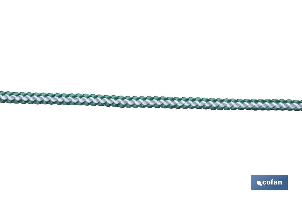 BOBINA CORDON TRENZADO POLI 5 MM 200 MTS BCO/ VDE