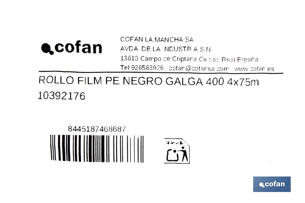 ROLLO FILM PE NEGRO GALGA 400 4 X 75 M