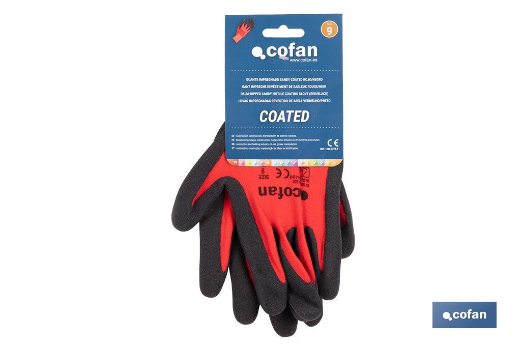 GUANTE IMPREGNADO SANDY COATED ROJO/NEGRO TALLA 9
