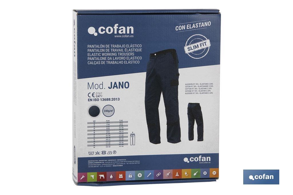 PANTALON TRAB. FLEX. "JANO" SLIM FIT MARINO/NEGRO T-38