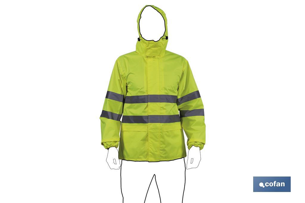 CHAQUETA DE LLUVIA DE ALTA VISIBILIDAD MODELO PÓLUX AMARILLA TALLA XXXL