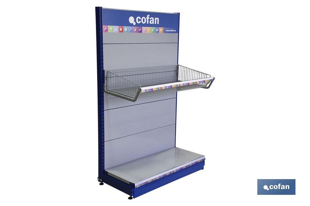 CESTO CON EXTREMOS PARA EXPOSITOR 1000X480mm + PORTAPRECIOS