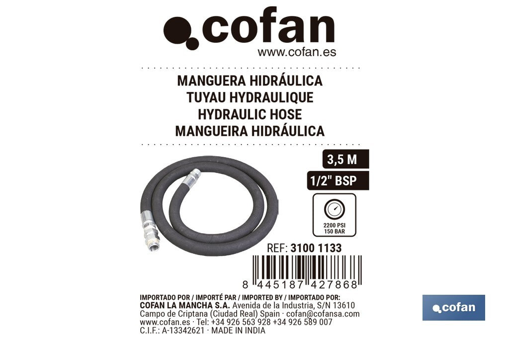 MANGUERA HIDRÁULICA 3,5 M 1/2" BSP