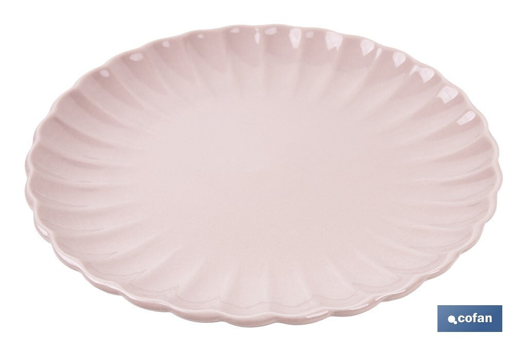 VAJILLA DE PORCELANA EN RELIEVE COLOR ROSA NUDE ESMALTADO 16 PIEZAS