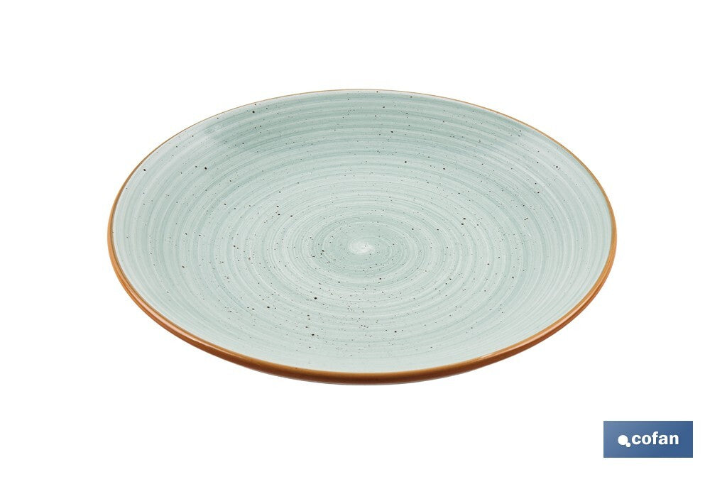 VAJILLA DE CERÁMICA PINTADA A MANO VERDE AGUA ESMALTADO CON BORDE VINTAGE 16 PIEZAS