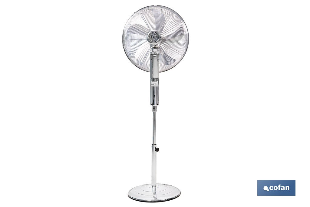 VENTILADOR DE PIE OSCILANTE GRIS METALIZADO OSCILANTE CON 3 VELOCIDADES Y TEMPORIZADOR Ø45 CM 70 W