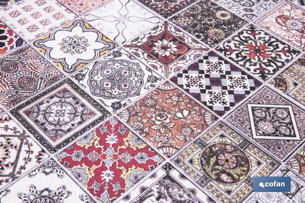 ROLLO DE ALFOMBRA VINÍLICA DISEÑO GEOMÉTRICO 84% VINILO 16% POLIÉSTER 52 CM X 20 M