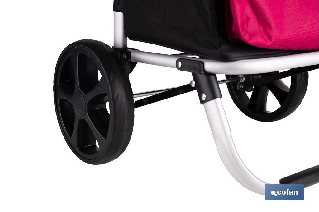 CARRO DE LA COMPRA NEGRO Y GRANATE PLEGABLE DE ALUMINIO CON 2 RUEDAS GRANDES 43 L