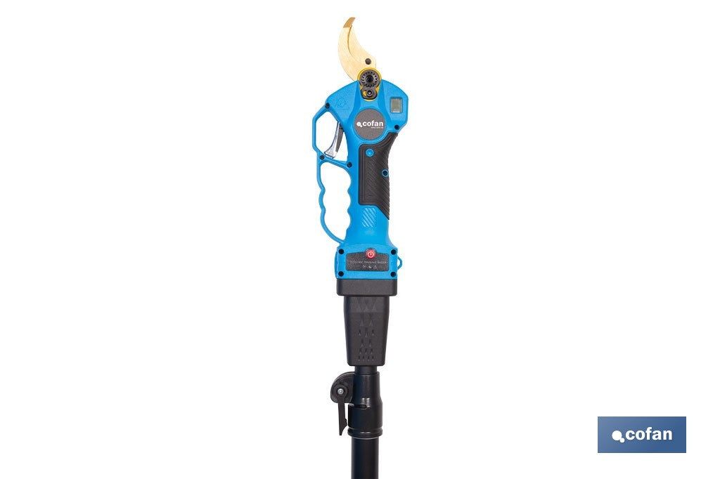 CONJUNTO TIJERAS DE PODAR A BATERÍA + PÉRTIGA EXTENSIBLE 140 - 207 CM