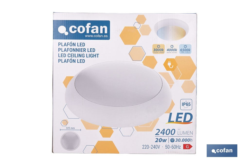 PLAFÓN LED 20 W IP65 2400 LM 3 CCT Ø325 MM