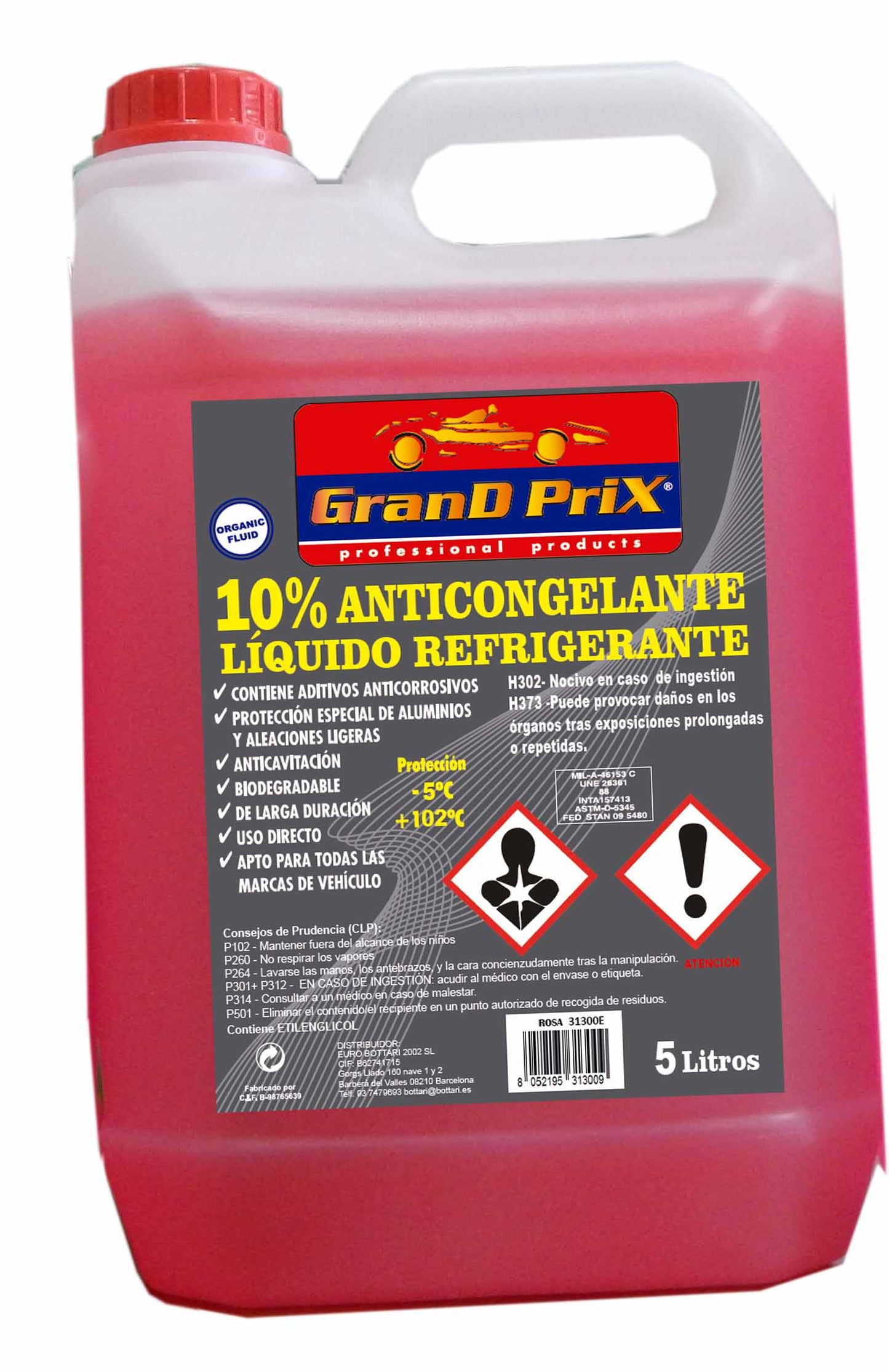Anticongelante 10% Rosa 5 L