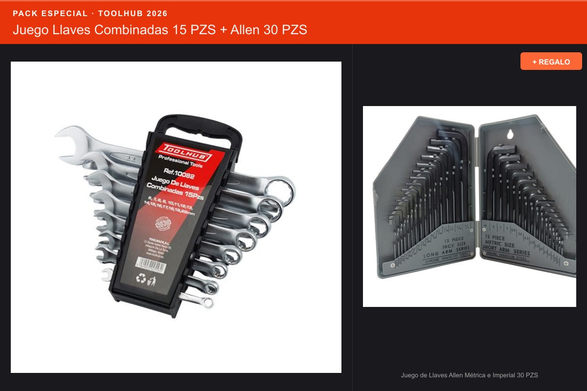 Pack Oferta Toolhub — Juego Llaves Combinadas 15 PZS + Allen 30 PZS