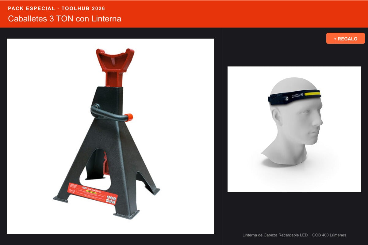 Pack Oferta Toolhub — Caballetes 3 TON con Linterna