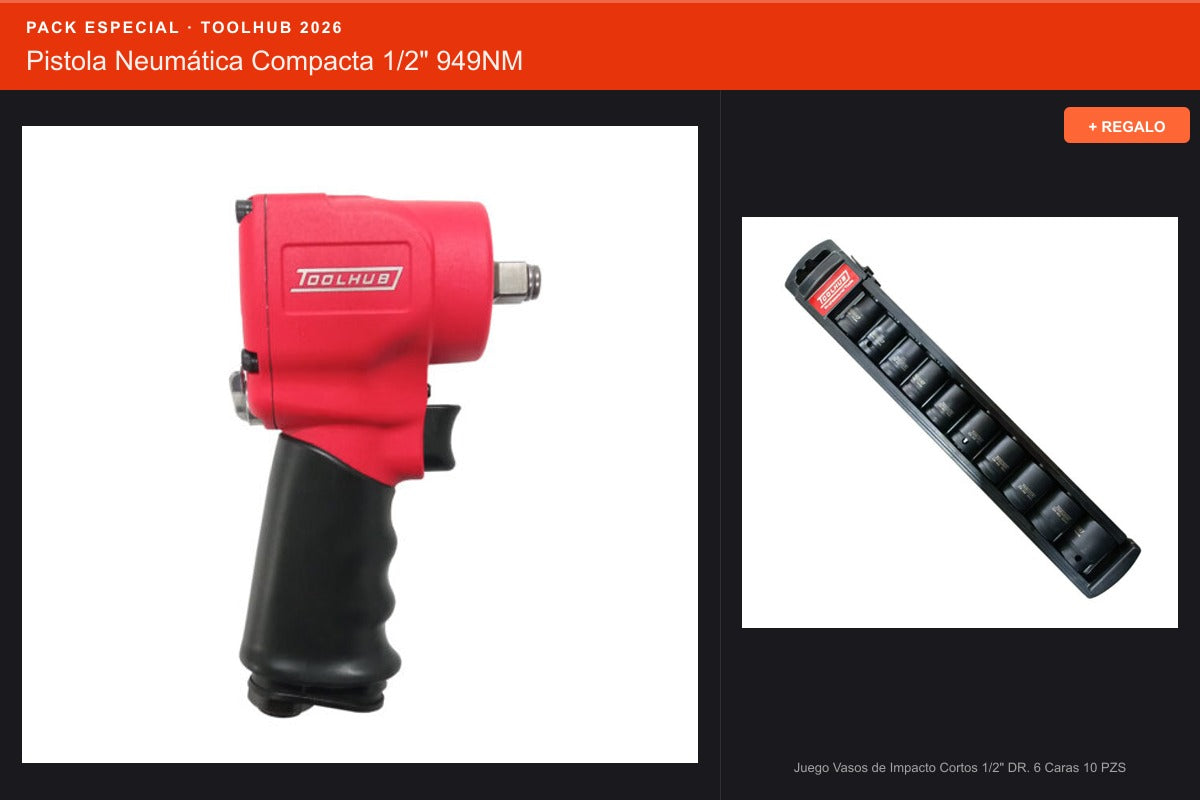 Pack Oferta Toolhub — Pistola Neumática Compacta 1/2" 949NM