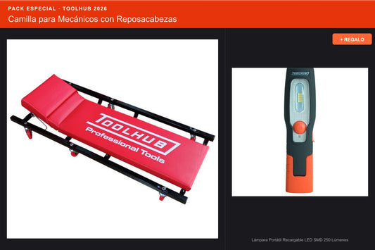 Pack Oferta Toolhub — Camilla para Mecánicos con Reposacabezas