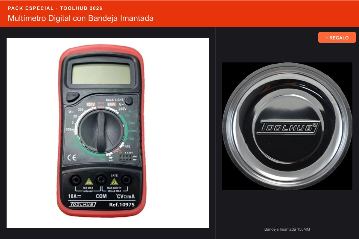 Pack Oferta Toolhub — Multímetro Digital con Bandeja Imantada