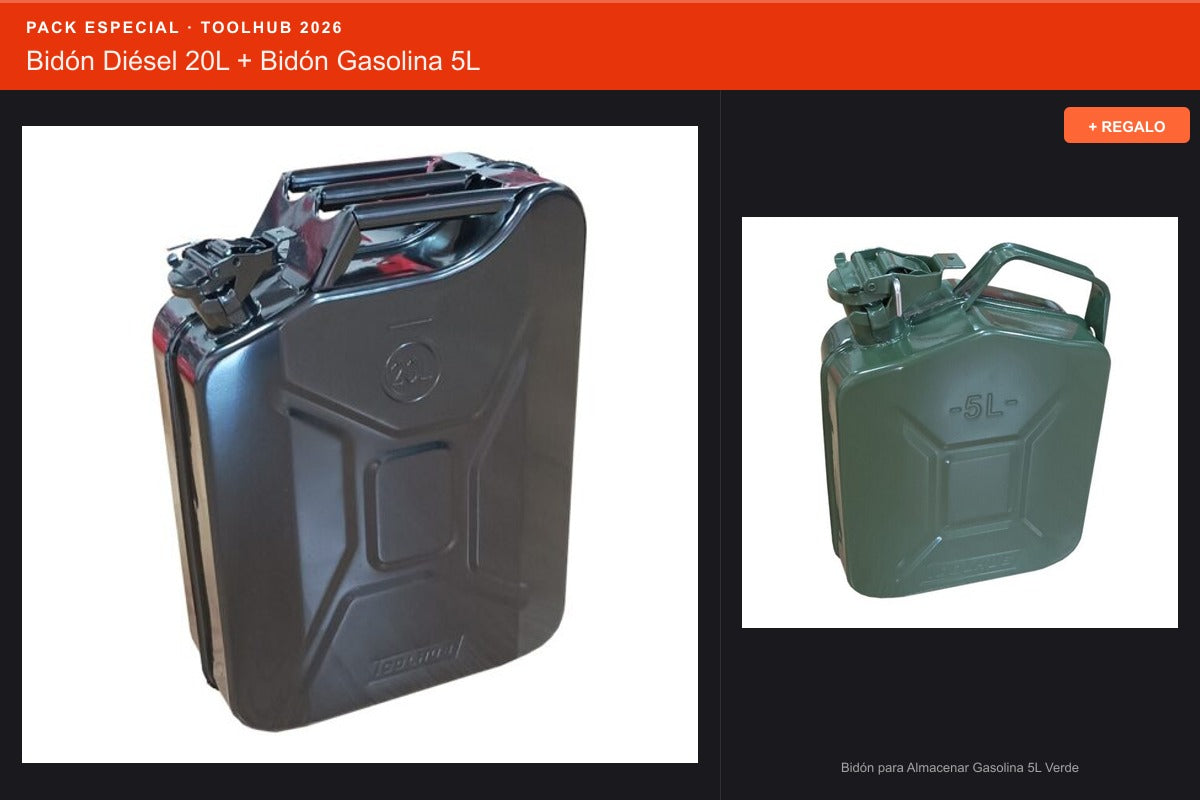Pack Oferta Toolhub — Bidón Diésel 20L + Bidón Gasolina 5L