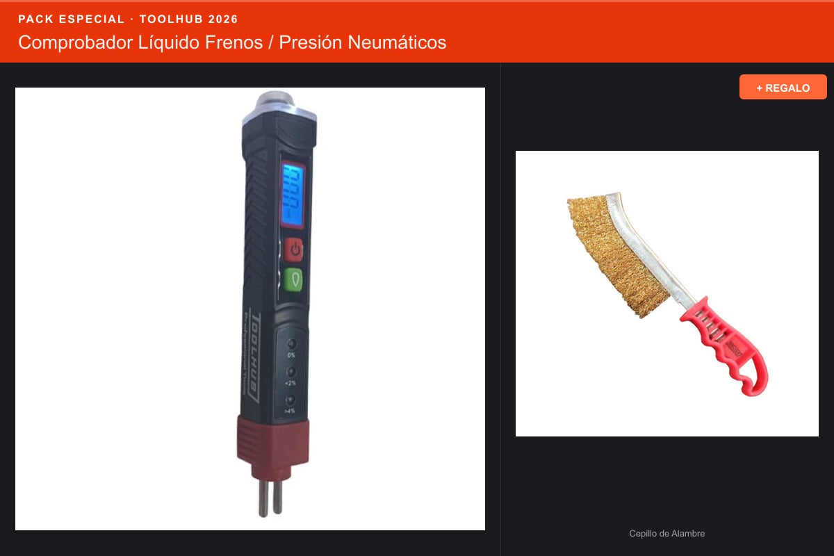 Pack Oferta Toolhub — Comprobador Líquido Frenos / Presión Neumáticos