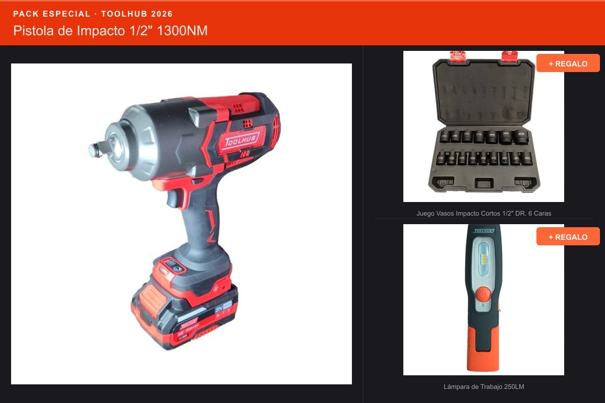 Pack Oferta Toolhub — Pistola de Impacto 1/2" 1300NM