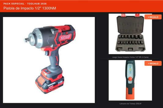 Pack Oferta Toolhub — Pistola de Impacto 1/2" 1300NM