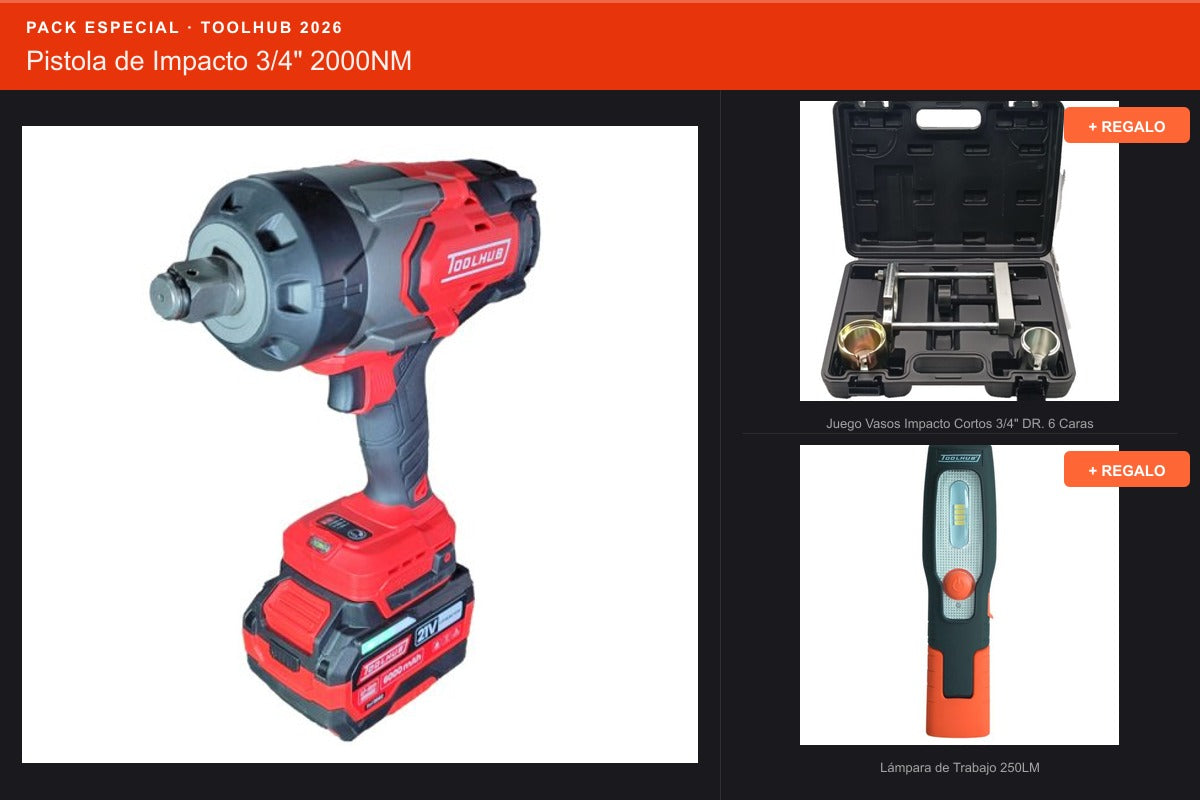 Pack Oferta Toolhub — Pistola de Impacto 3/4" 2000NM