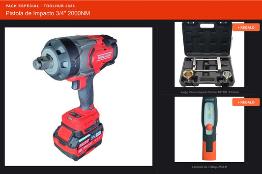 Pack Oferta Toolhub — Pistola de Impacto 3/4" 2000NM