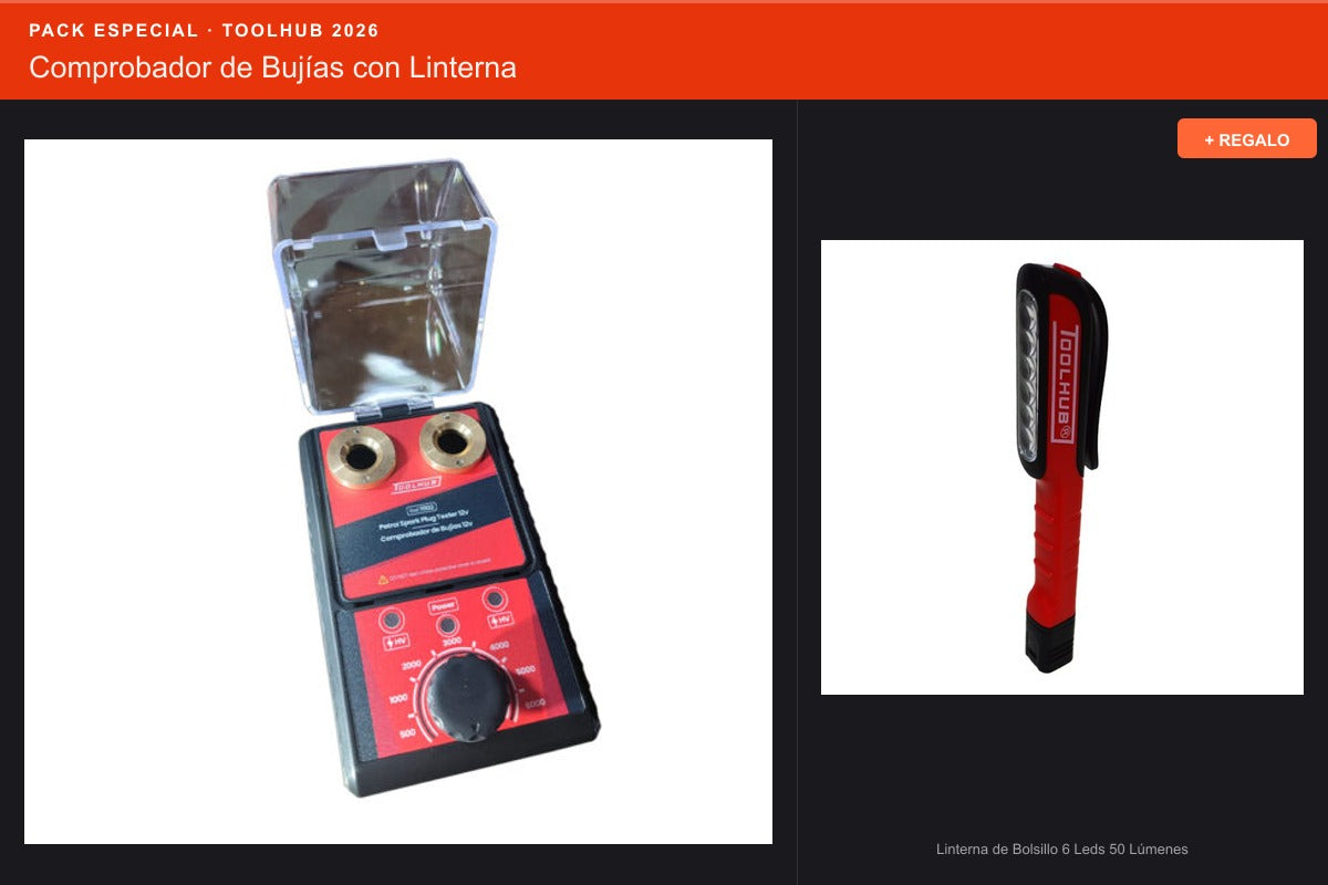 Pack Oferta Toolhub — Comprobador de Bujías con Linterna