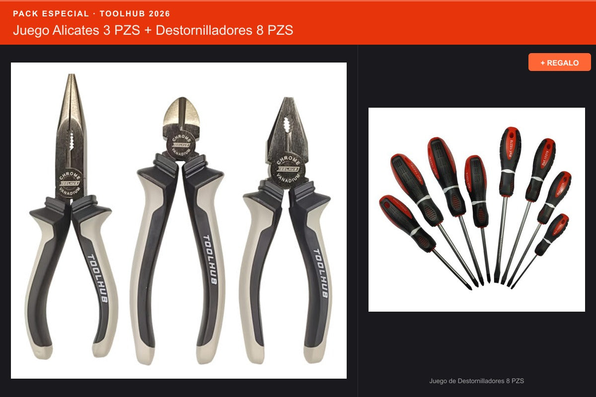 Pack Oferta Toolhub — Juego Alicates 3 PZS + Destornilladores 8 PZS