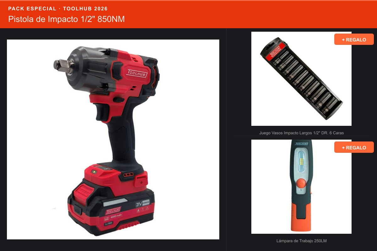 Pack Oferta Toolhub — Pistola de Impacto 1/2" 850NM