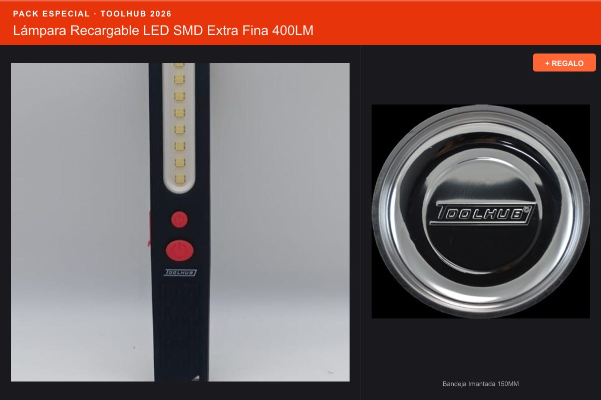 Pack Oferta Toolhub — Lámpara Recargable LED SMD Extra Fina 400LM