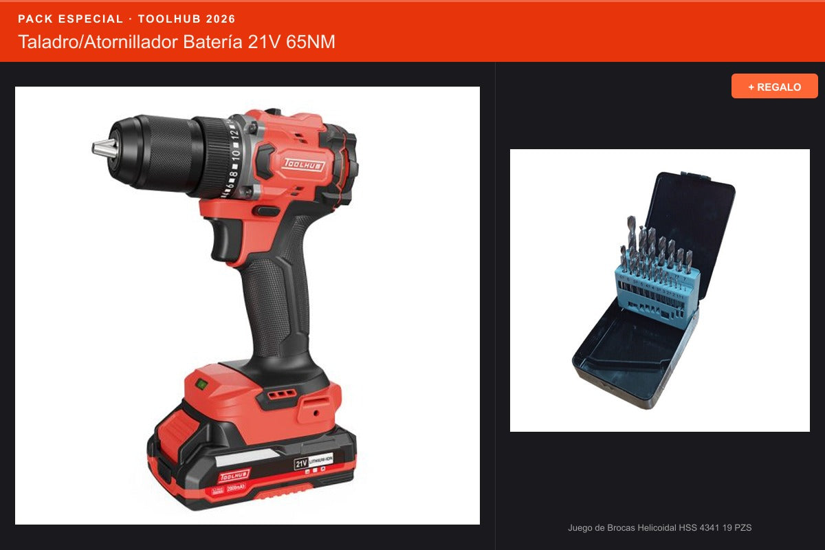Pack Oferta Toolhub — Taladro/Atornillador Batería 21V 65NM