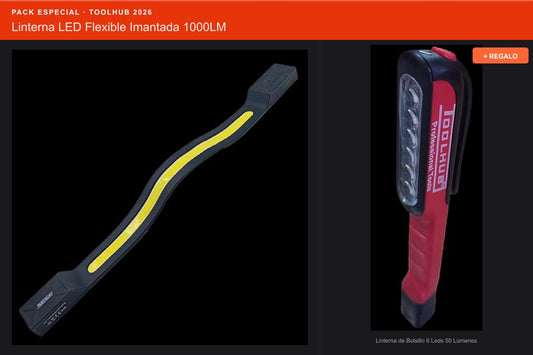 Pack Oferta Toolhub — Linterna LED Flexible Imantada 1000LM