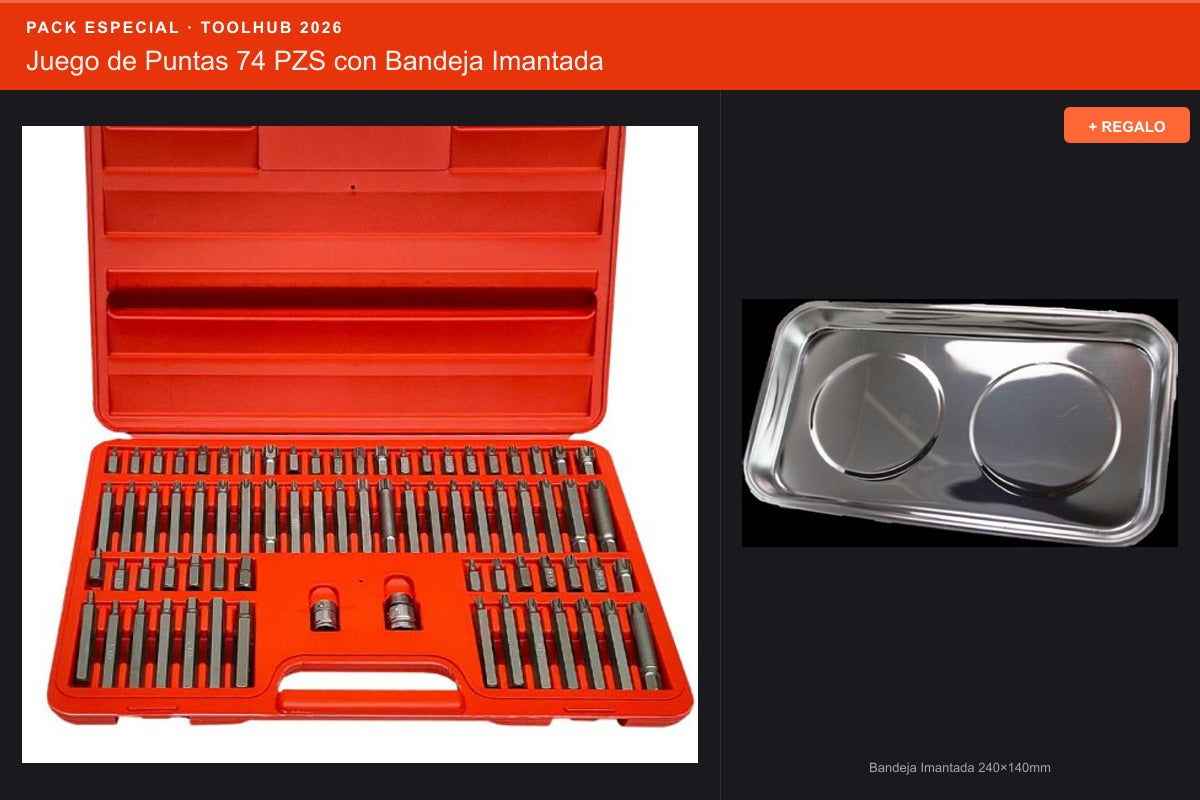 Pack Oferta Toolhub — Juego de Puntas 74 PZS con Bandeja Imantada