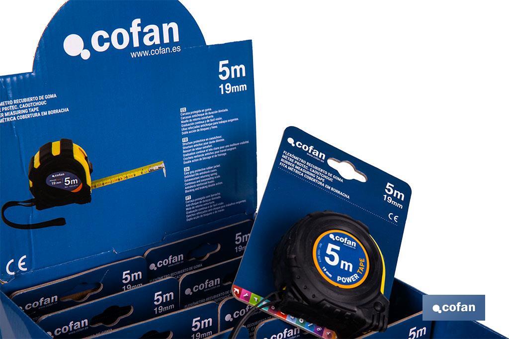 EXPOSITOR DE FLEXÓMETROS CON PROTECCIÓN DE GOMA 19 MM X 5 M 12 UDS.