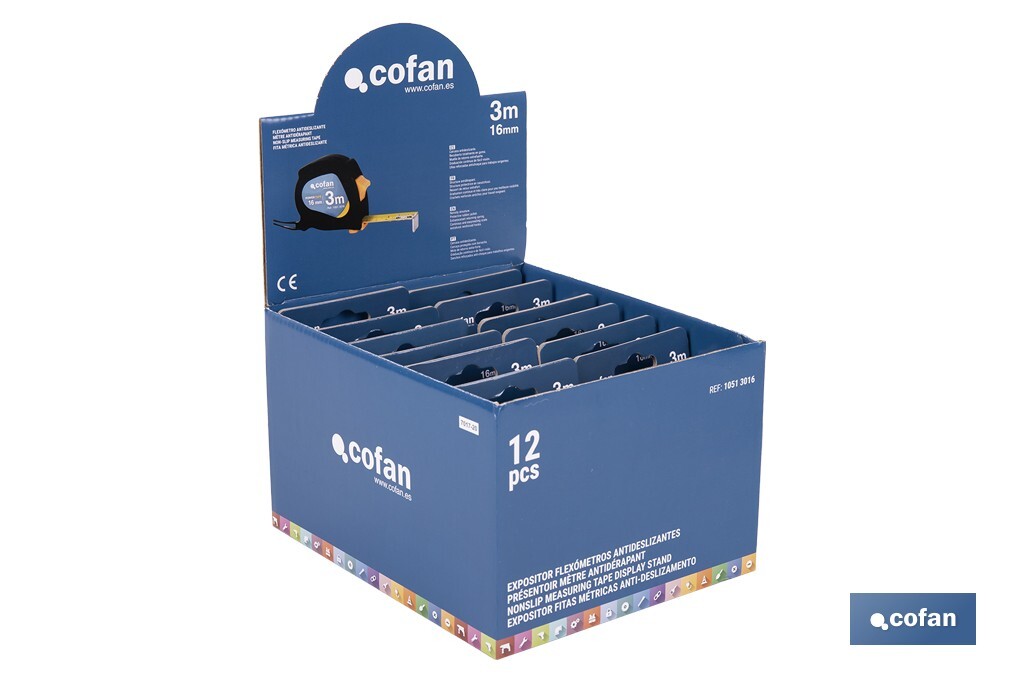 EXPOSITOR DE FLEXÓMETROS ANTIDESLIZANTES 16 MM X 3 M 12 UDS.