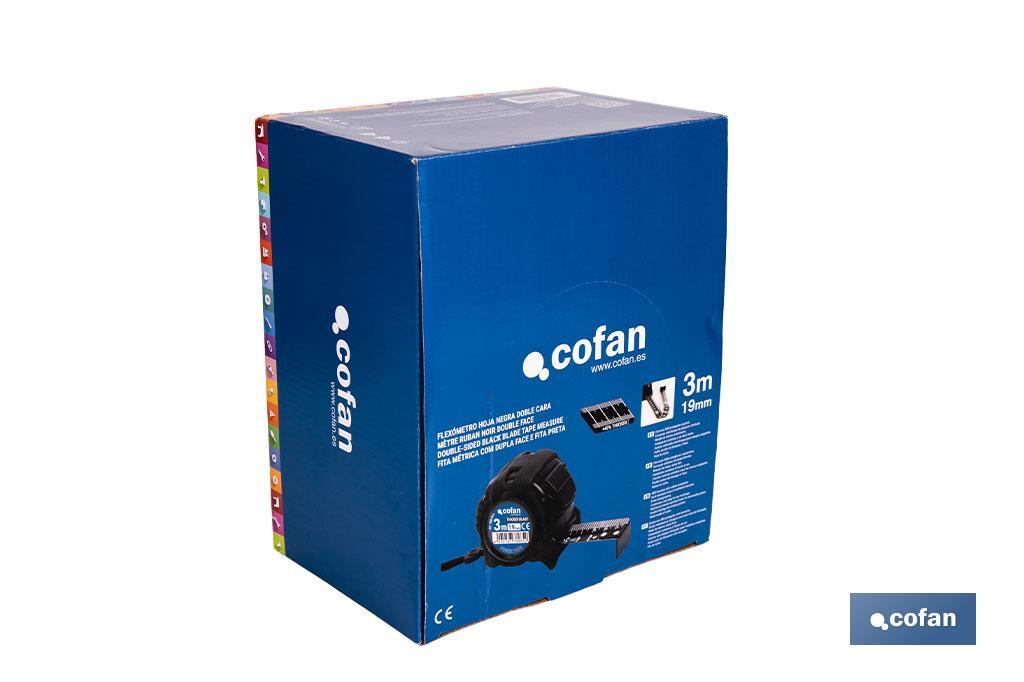 EXPOSITOR FLEXÓMETRO HOJA NEGRA DOBLE CARA 19 MM X 3 M 12 UDS.