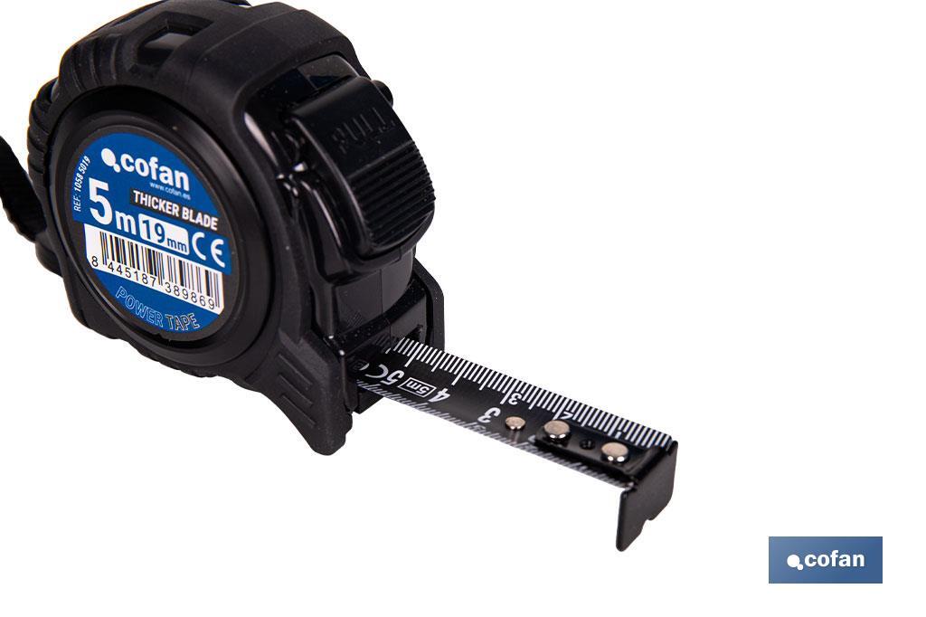 EXPOSITOR FLEXÓMETRO HOJA NEGRA DOBLE CARA 19 MM X 5 M 12 UDS.