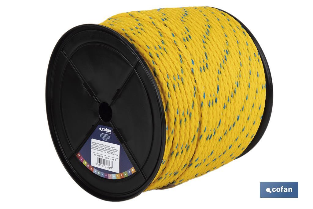 CARRETE CUERDA NÁUTICA MULTIUSOS 6 MM 200 M AMARILLO/AZUL