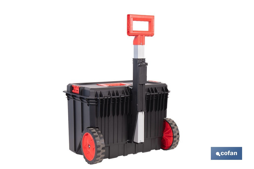 CAJA DE HERRAMIENTAS HEAVY DUTY CON ASA TELESCÓPICA Y RUEDAS 530 x 355 x 390 MM