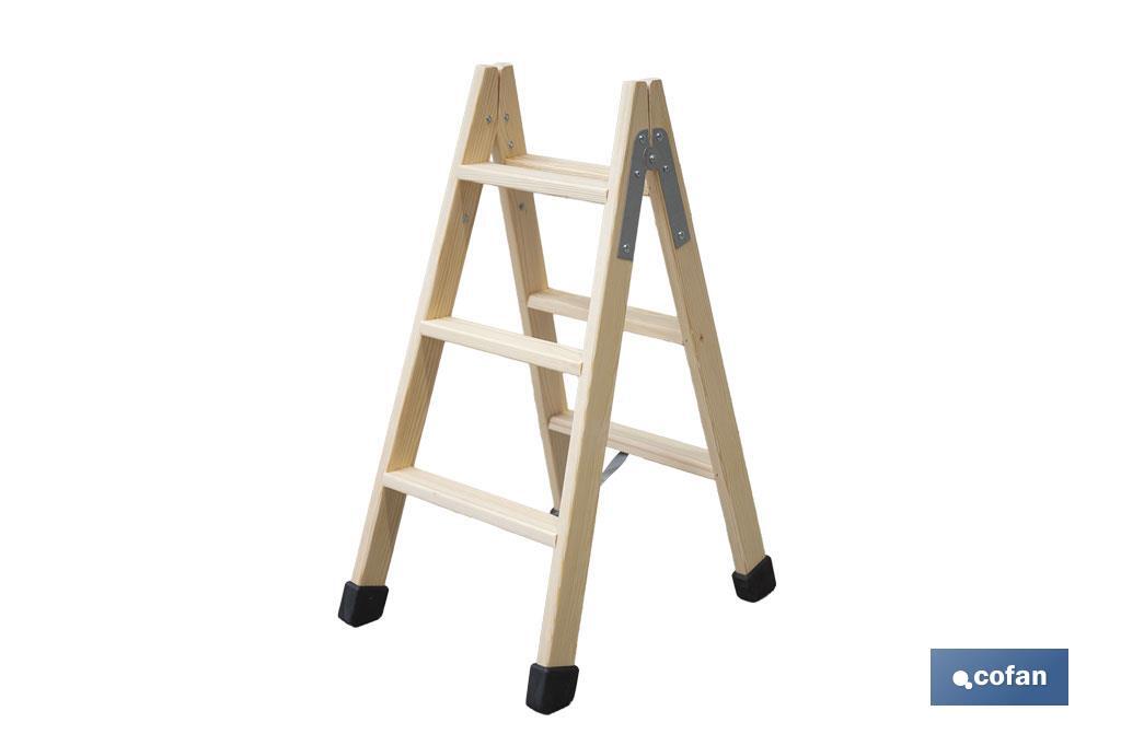 ESCALERA MADERA DOBLE 3 PELDAÑOS 0,75 M