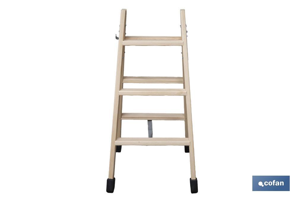 ESCALERA MADERA DOBLE 3 PELDAÑOS 0,75 M