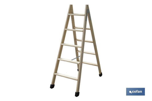 ESCALERA MADERA DOBLE 5 PELDAÑOS 1,25 M