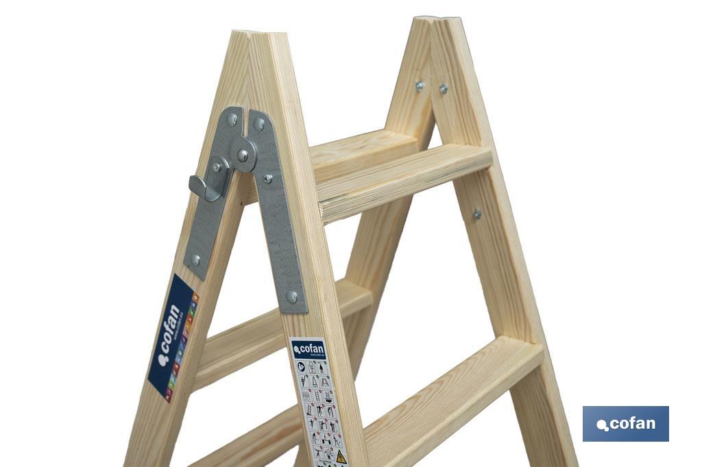 ESCALERA MADERA DOBLE 5 PELDAÑOS 1,25 M