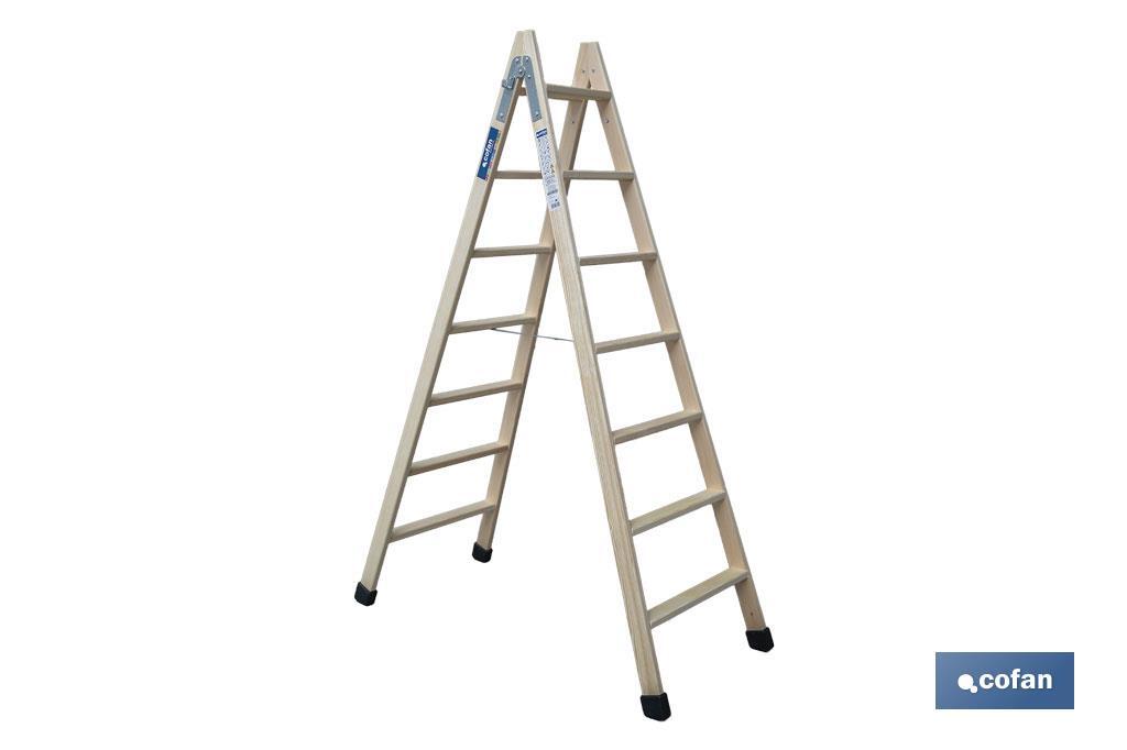 ESCALERA MADERA DOBLE 7 PELDAÑOS 1,75 M
