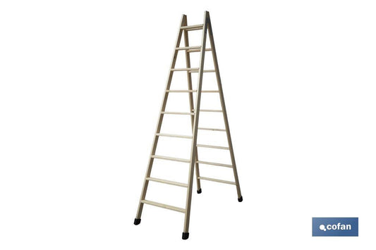 ESCALERA MADERA DOBLE 9 PELDAÑOS 2,40 M