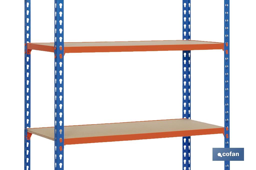 ESTANTERÍA AZUL/NARANJA 5 BALDAS DE MADERA 2000 X 1000 X 500 MM