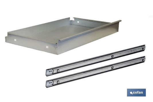 CAJÓN ACERO CON GUÍAS TELECÓPICAS PARA BANCO DE TRABAJO 110 X 1075 X 590 MM