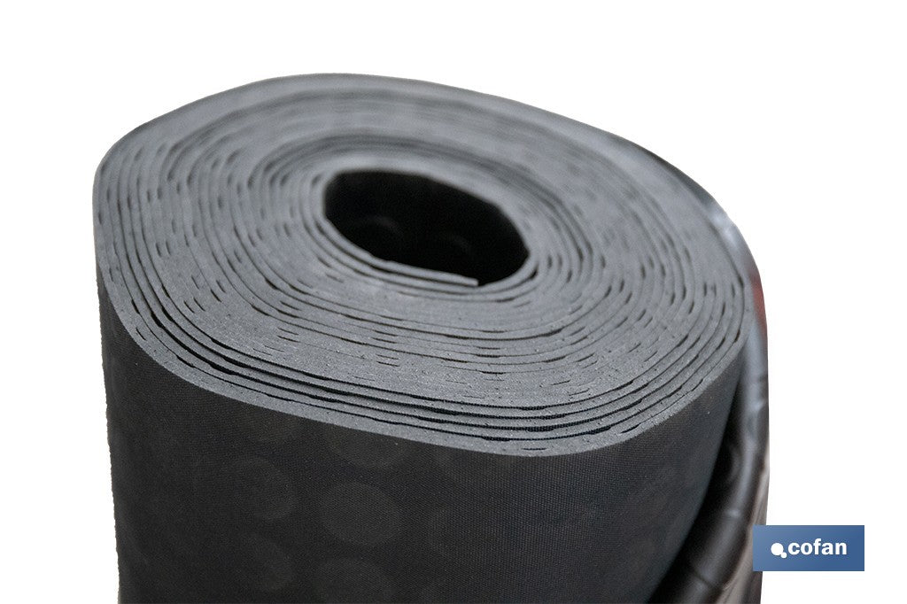 SUELO DE CAUCHO NEGRO CÍRCULOS 3 MM 1,00 X 10 M