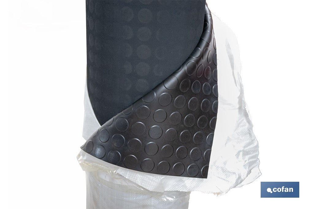 SUELO DE CAUCHO NEGRO CÍRCULOS 3 MM 1,20 X 10 M